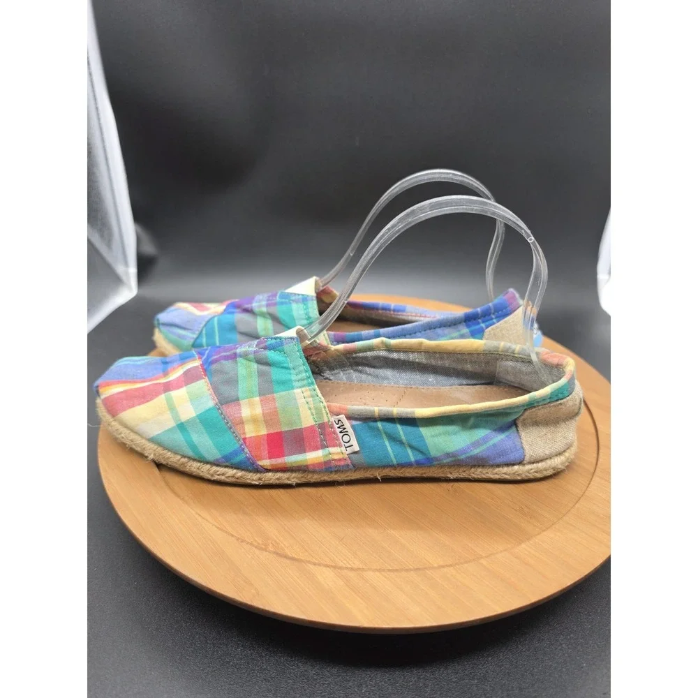 Toms Alpargata Womens Size 9.5 Plaid Espadrille Style Flats